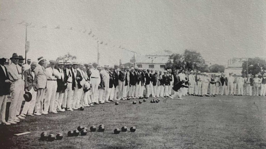 Official opening of the Orange Bowling Green, 4 February 1922 by E W R McMillan Vice President of NSWBA